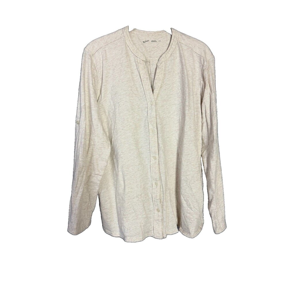 Woolrich Women Beige Long Sleeve Button-Down Shirt XL Loose Casual Career Soft